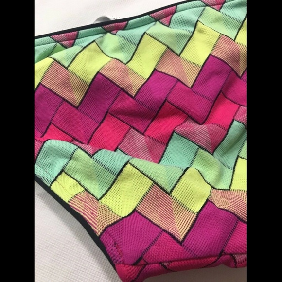 NWT Seafolly Beach Vibe Hipster Bikini Bottom [ 4 US ] Pink yellow‎ green - Picture 7 of 8